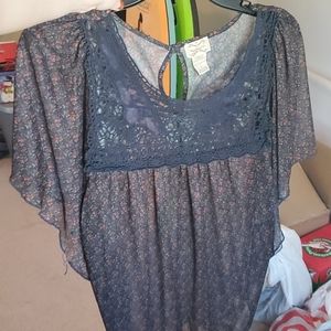 Eyelash culture Floral sheer blouse with lace